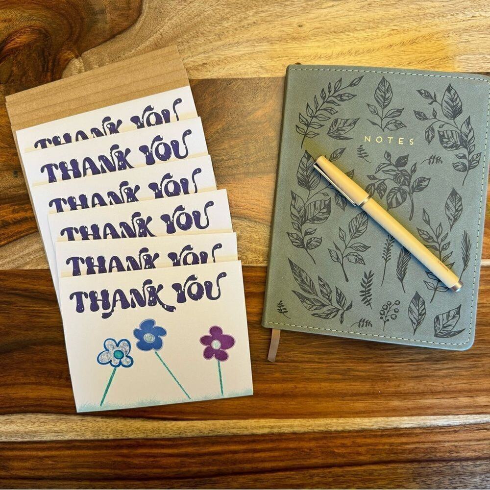 Thank You Cards Greeting Cards Blank Notes Set of 6 w Envelopes Flowers